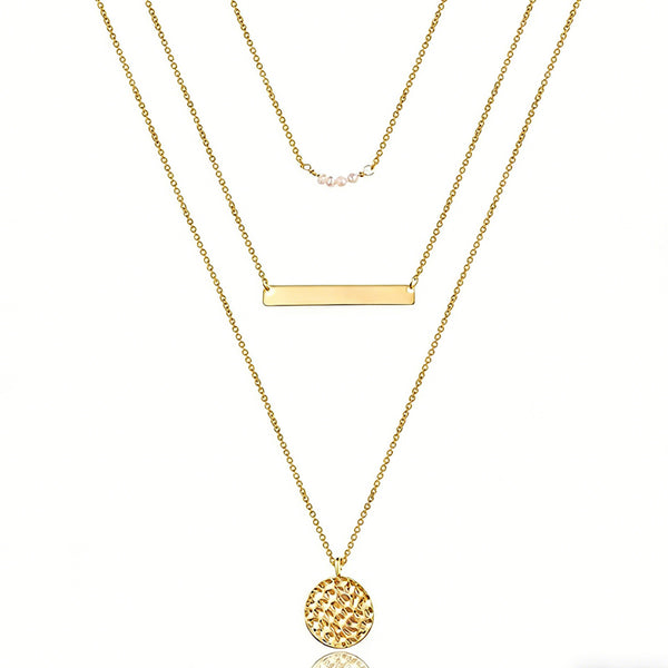 14K Gold Plated Checkered pattern