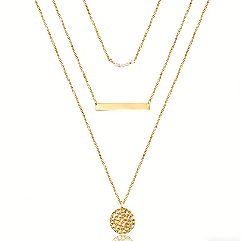 14K Gold Plated Checkered pattern