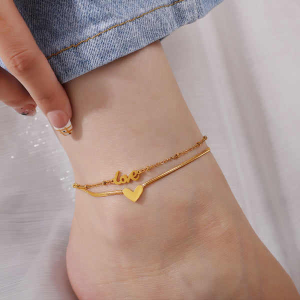 Heart Love Pendant Anklet